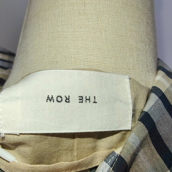 THE ROW Tavishina Checked Silk And Cotton-blend Poplin Coat In Neutrals - Picture 14 of 14